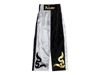 Personalizowane spodnie do kickboxingu : KNPANTS-002-Biały-Czarny