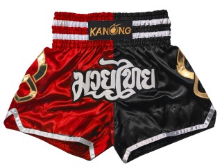 Spodenki do kickboxingu Kanong : KNS-143-Czerwony-Czarny
