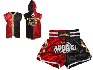 Zestaw bokserski - bluzy i szorty do kickboxingu: Model 143-Czerwony-Czarny