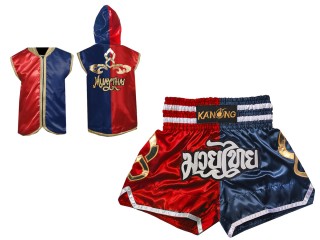 Zestaw bokserski - bluzy i szorty do kickboxingu: Model 143-Czerwony-Granatowy