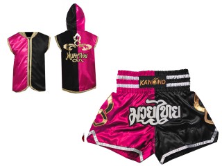Zestaw bokserski - bluzy i szorty do kickboxingu: Model 143-Róża-Czarny