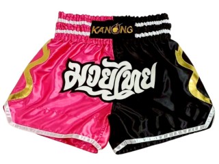 Spodenki do kickboxingu Kanong : KNS-143-Różowo-Czarny