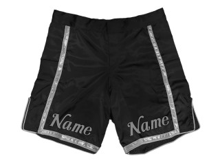 Niestandardowe spodenki MMA : Czarny-Srebrny