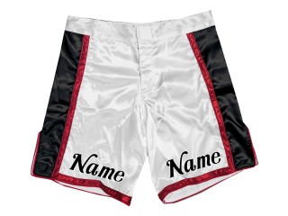 Niestandardowe spodenki MMA : Biały-Czerwony