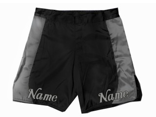 Szorty MMA z indywidualnym projektem dodają nazwę : Czarny-Szary