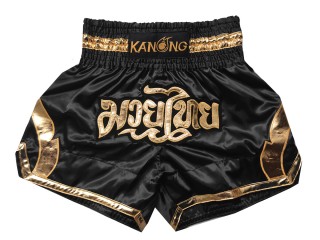 Spodenki do kickboxingu Kanong : KNS-144-Czarny-Złoty