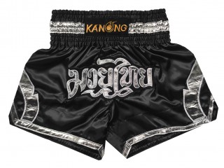 Spodenki do kickboxingu Kanong : KNS-144-Czarny-Srebrny
